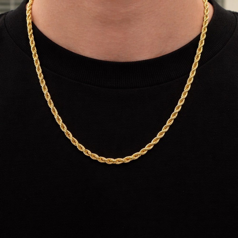 14k Gold Plated Elegant Rope Chain Necklace
(H4)